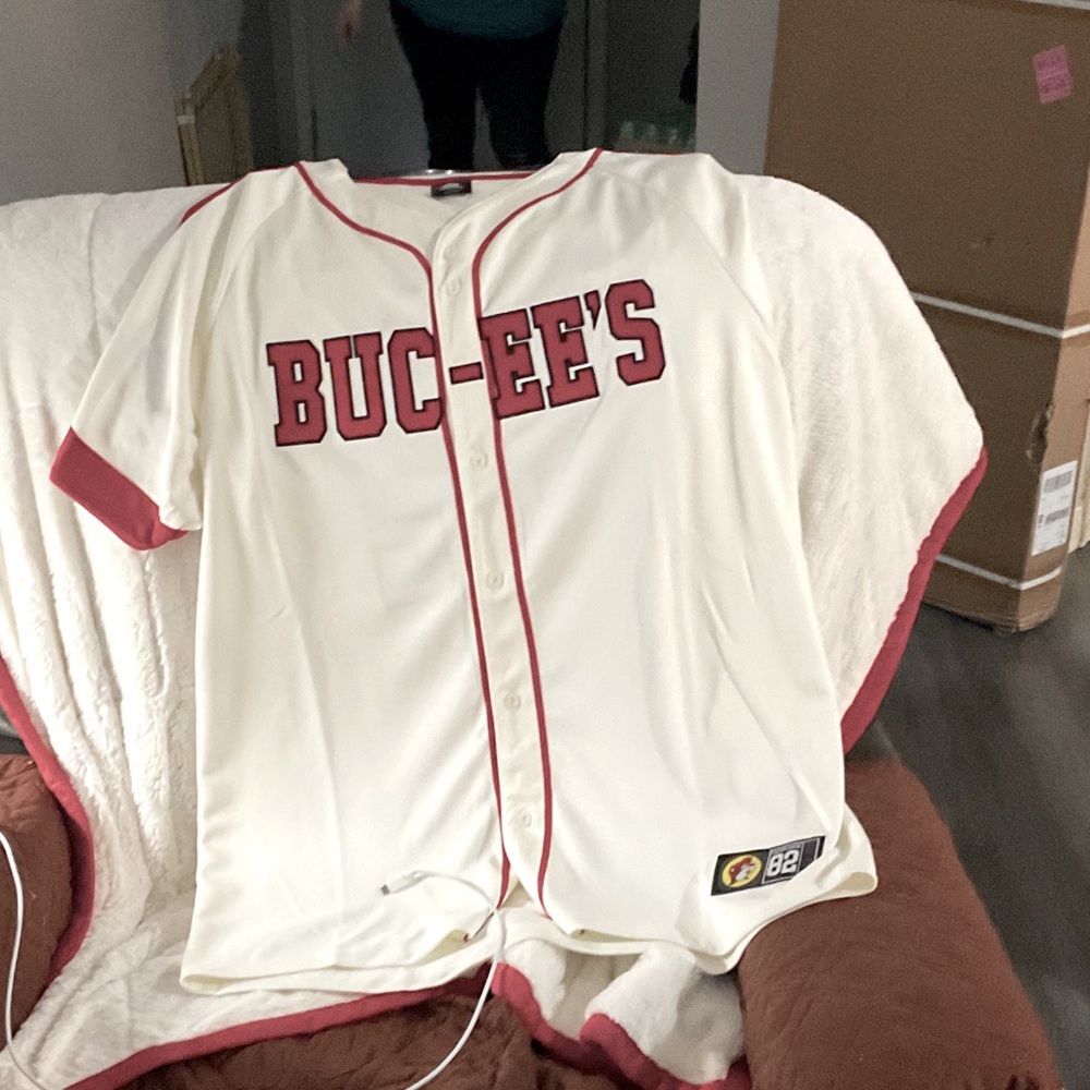 Cream and Red Baseball Jersey